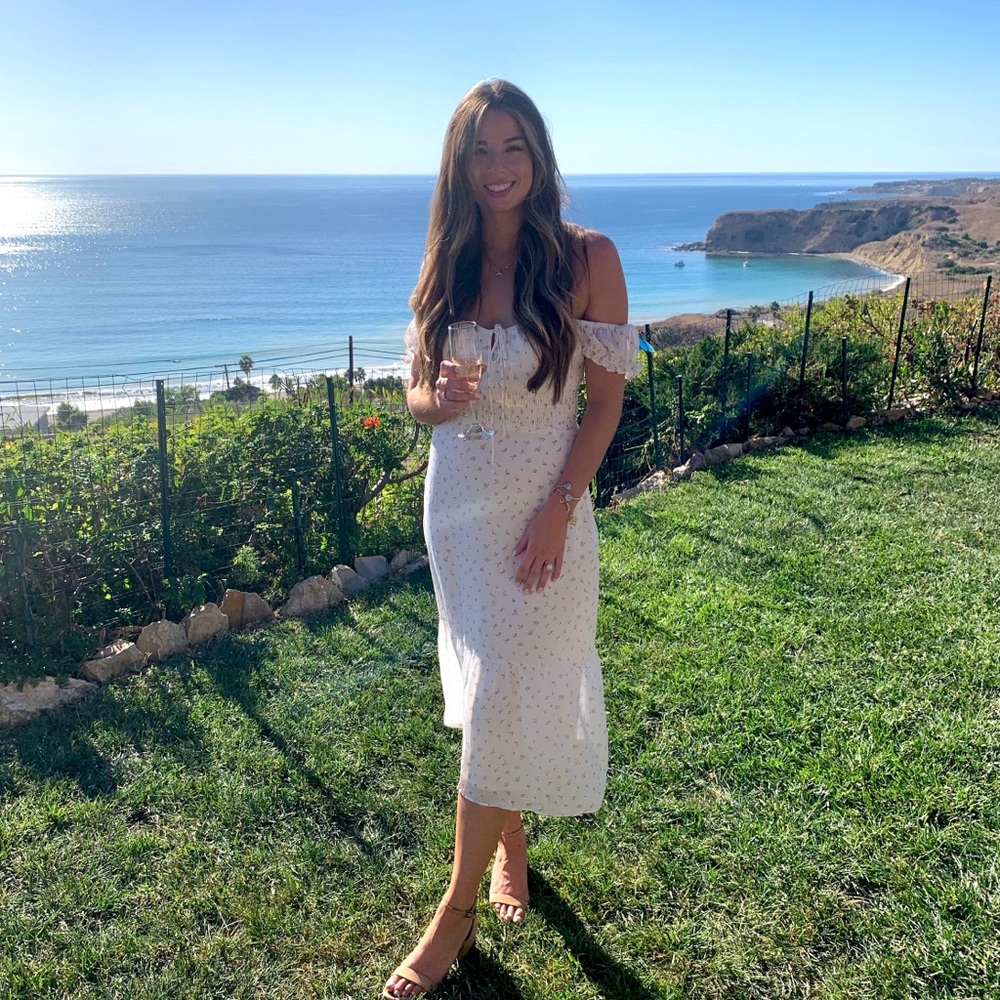 White tea length dress from Hello Molly